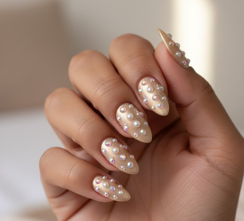 gold glitter nails