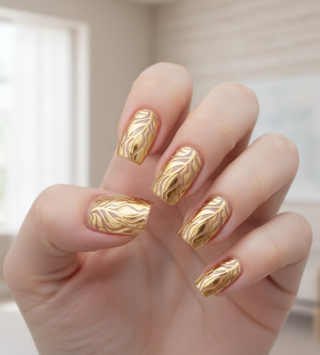 gold glitter nails