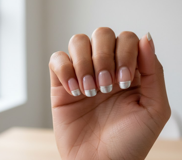 silver glitter nails