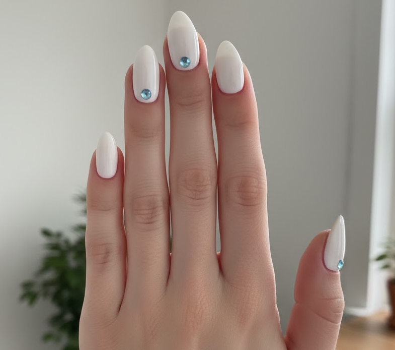 white rhinestone nails