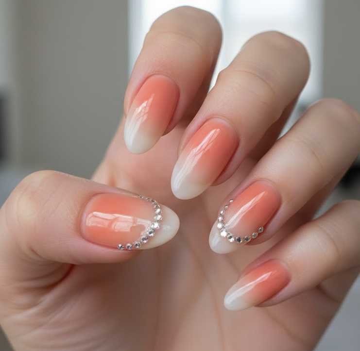 white rhinestone nails
