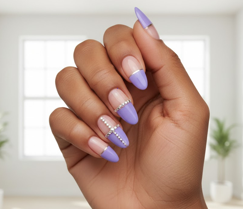 white rhinestone nails