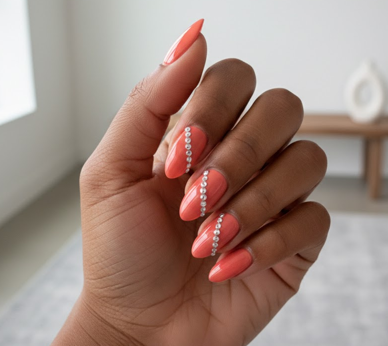 white rhinestone nails