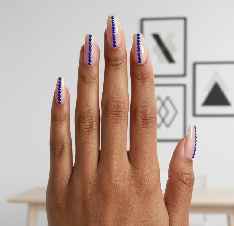 blue rhinestone nails