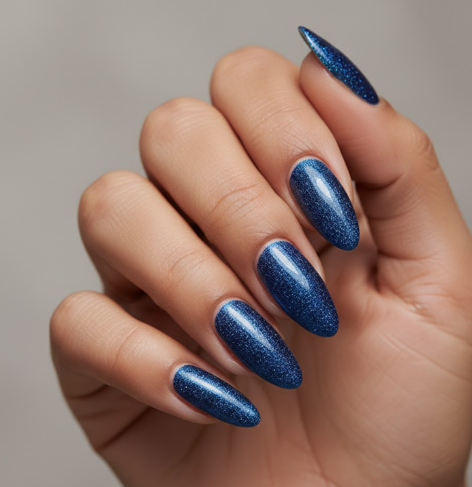 blue glitter nails