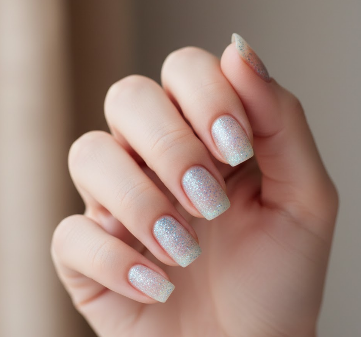 blue glitter nails