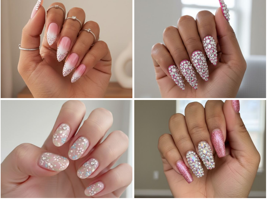 15 Chic Pink Rhinestone Nail Trends You Need to Try Now