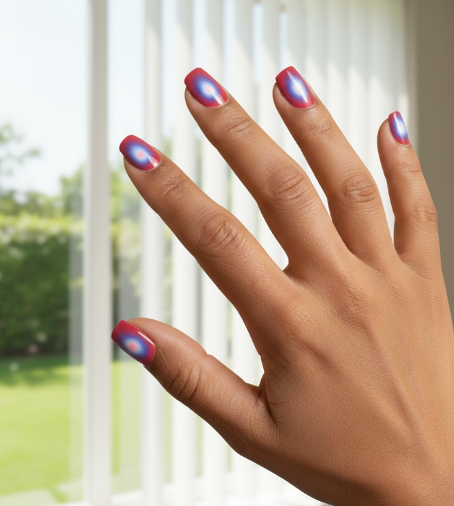 red and blue nails