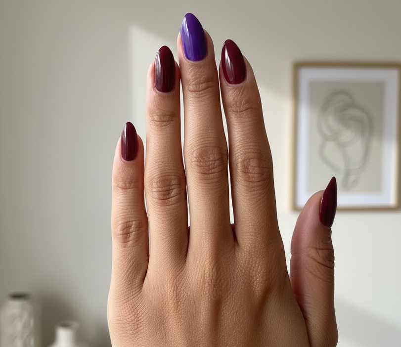 red and purple nails