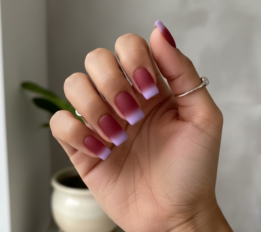 red and purple nails