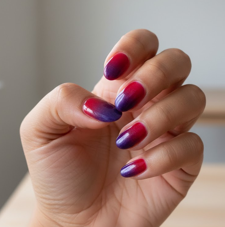 red and purple nails