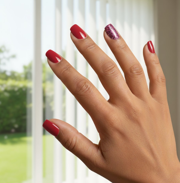 red and purple nails