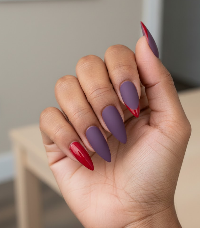 red and purple nails