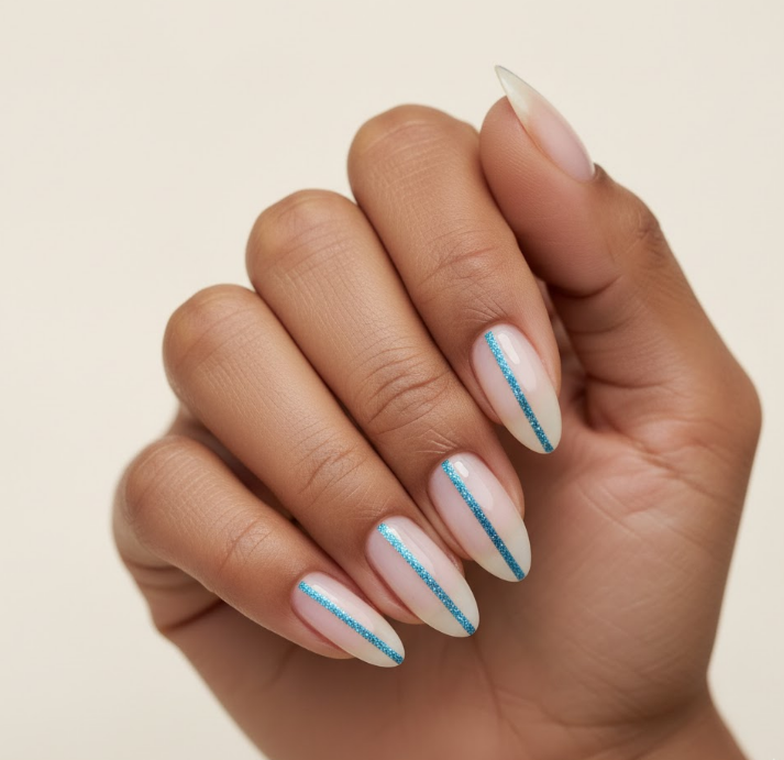 blue glitter nails