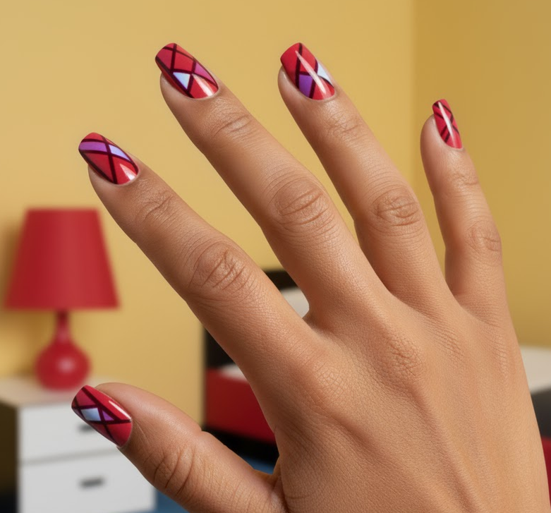 red and purple nails
