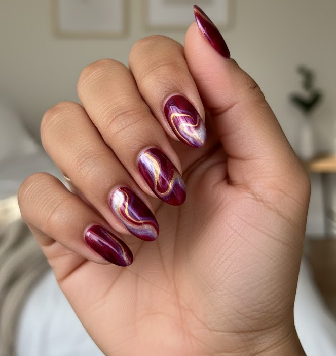 red and purple nails
