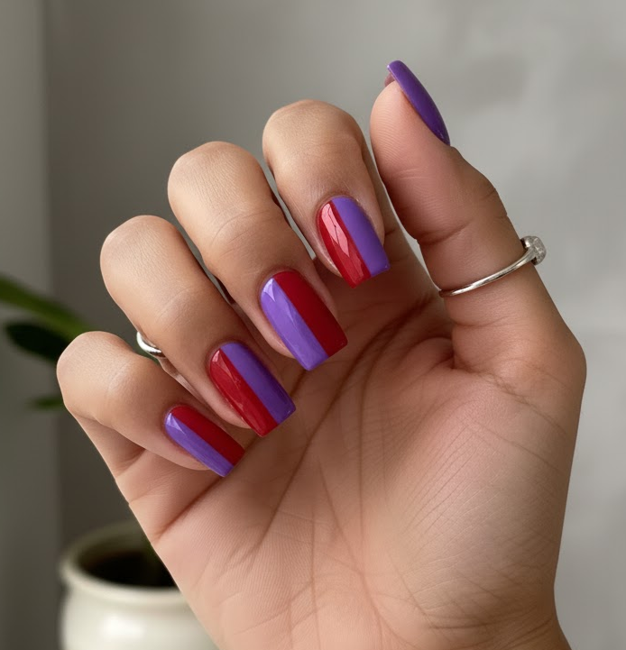red and purple nails