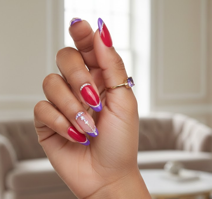 red and purple nails