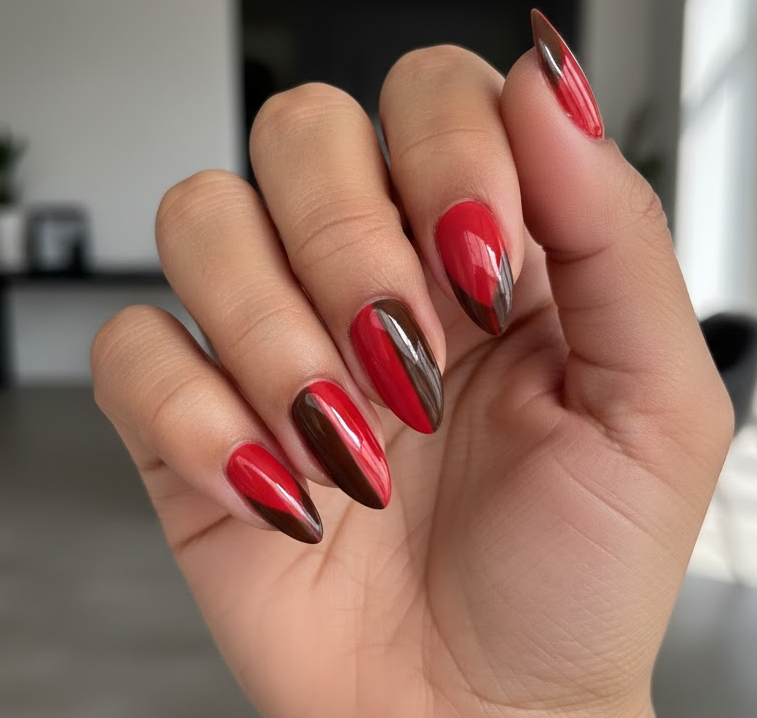 red and brown nails