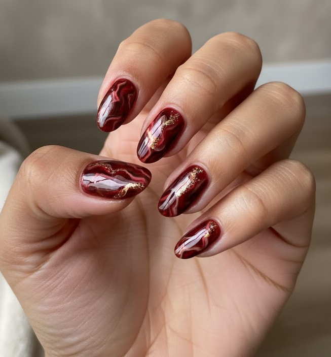 red and brown nails