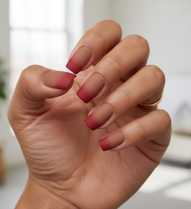 red and brown nails