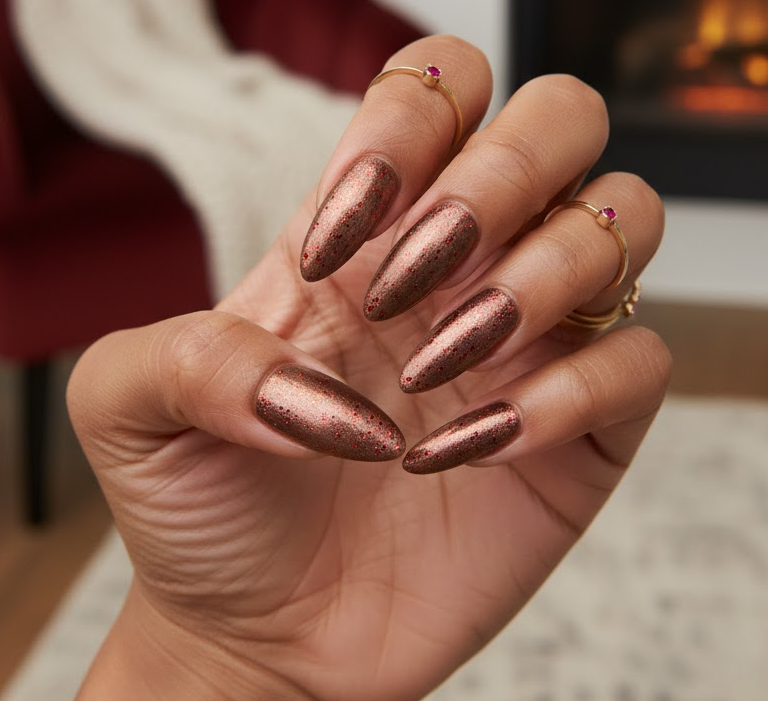 red and brown nails