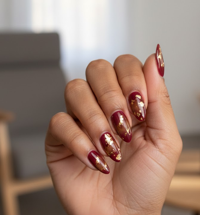 red and brown nails