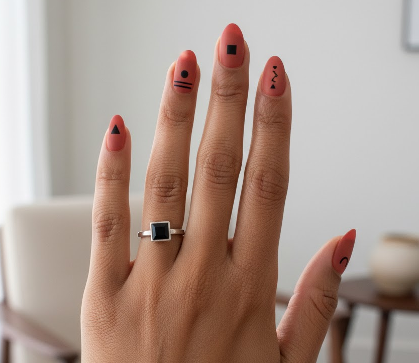 red and brown nails