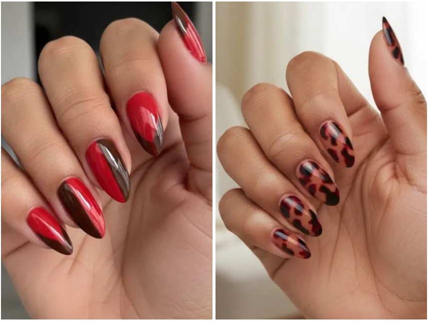 Embrace Warmth & Elegance: 10 Stunning Red + Brown Nail Design Ideas