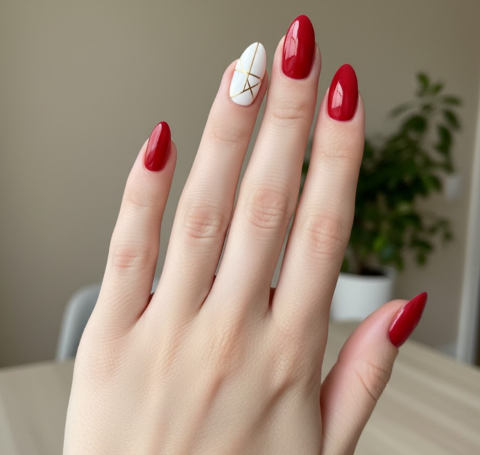 red and white nails