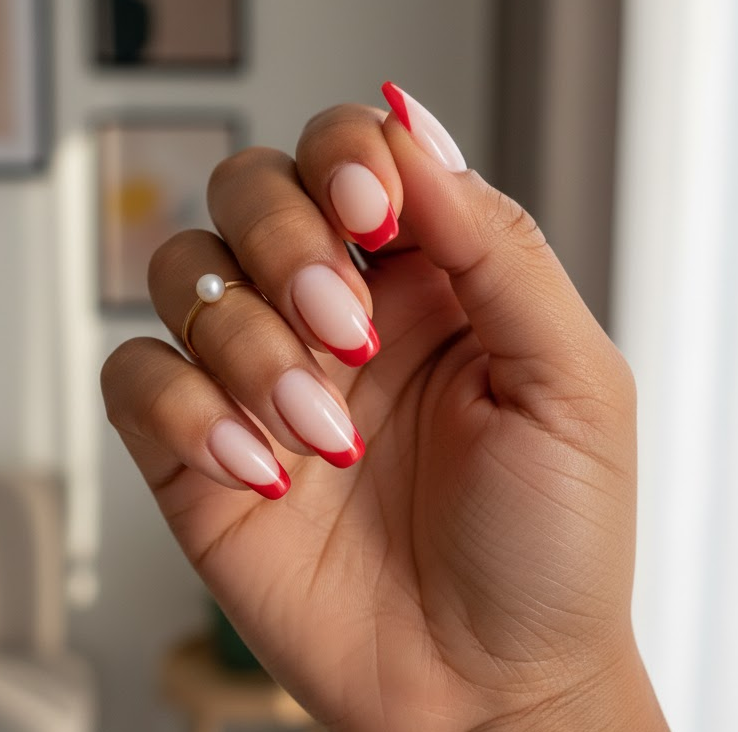 red and white nails