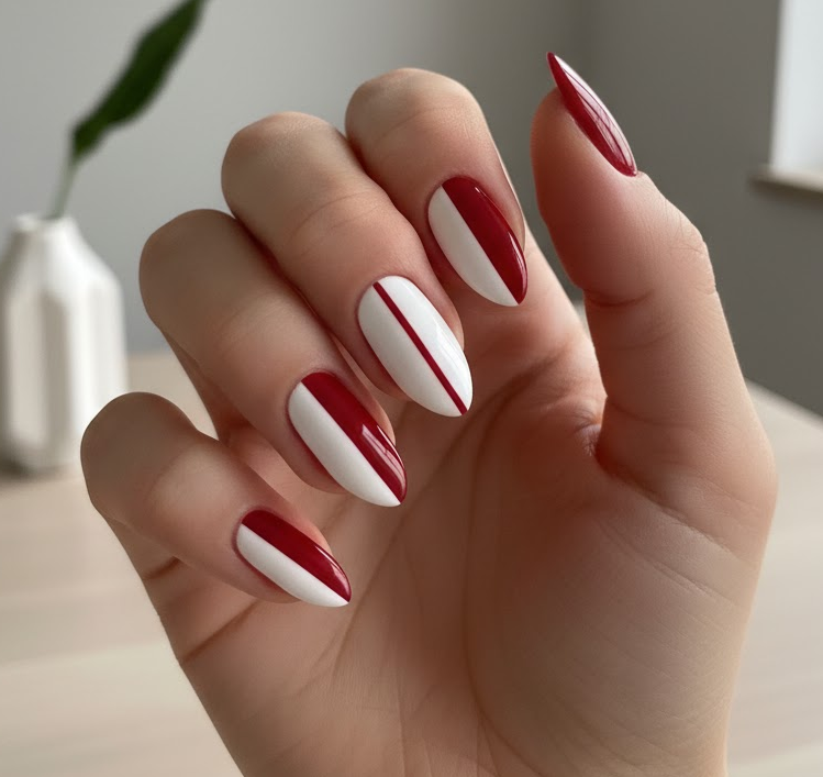 red and white nails