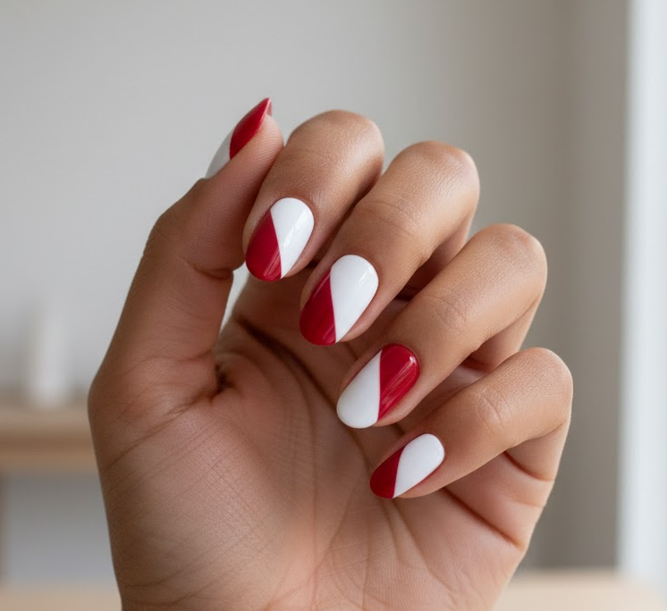 red and white nails