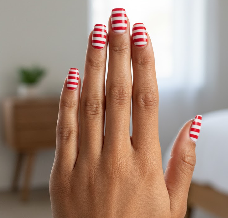 red and white nails