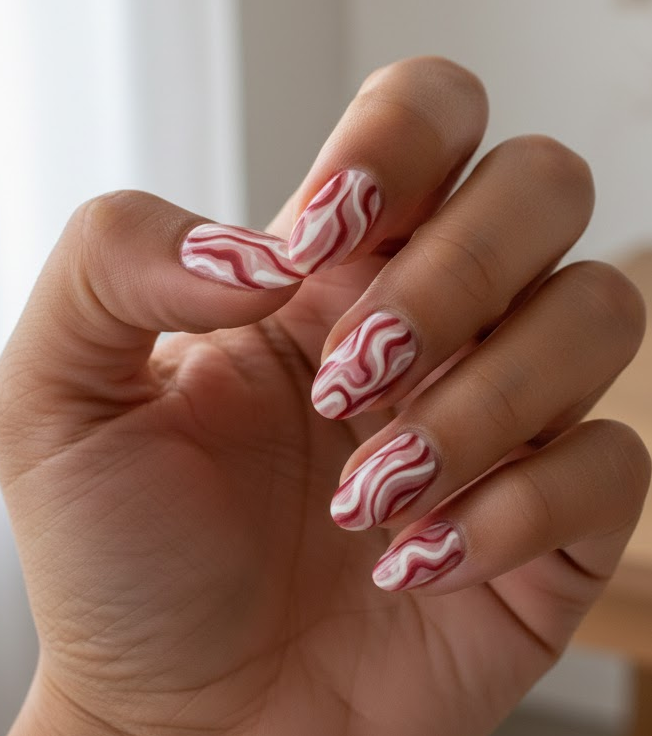 red and white nails