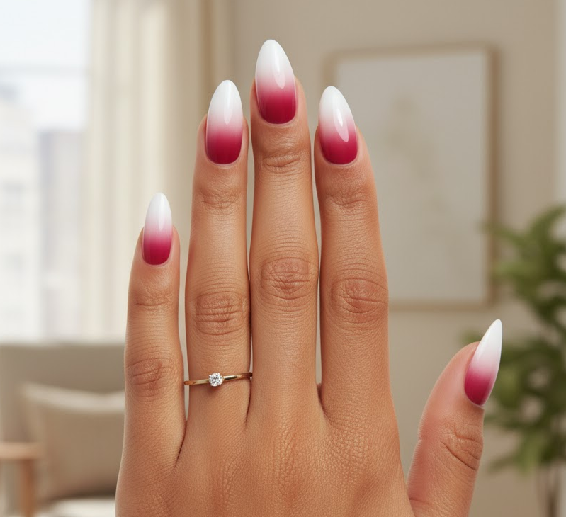 red and white nails