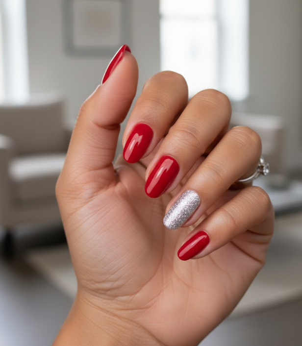 red and white nails