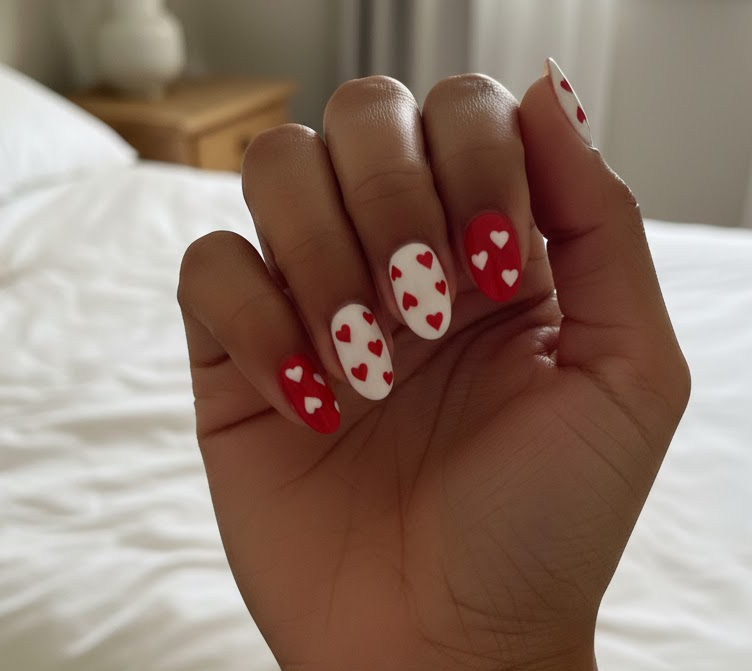 red and white nails