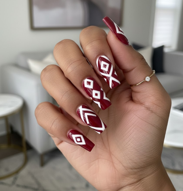 red and white nails