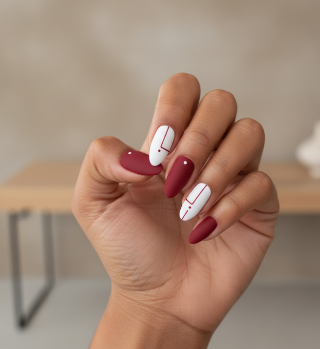 red and white nails