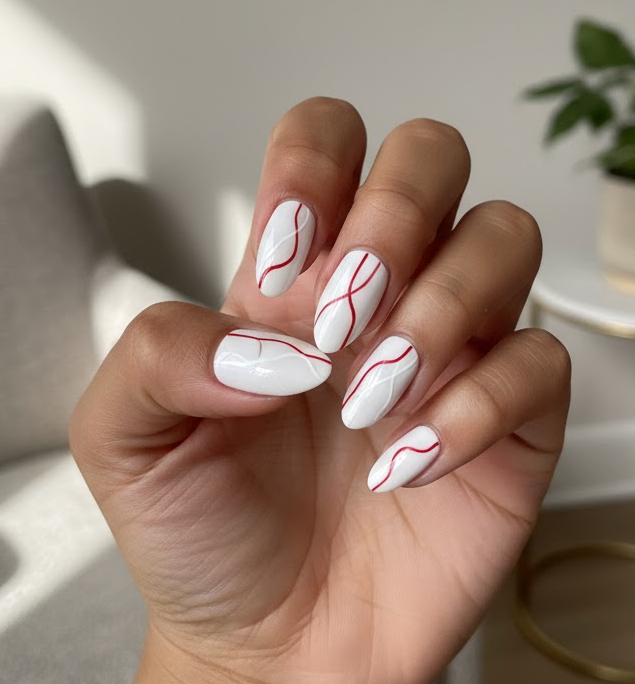 red and white nails