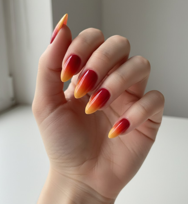 red and orange nails