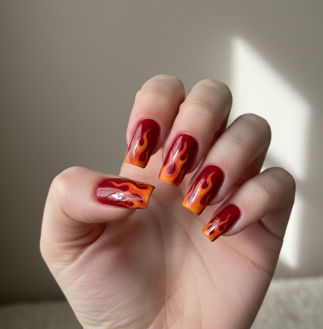 red and orange nails