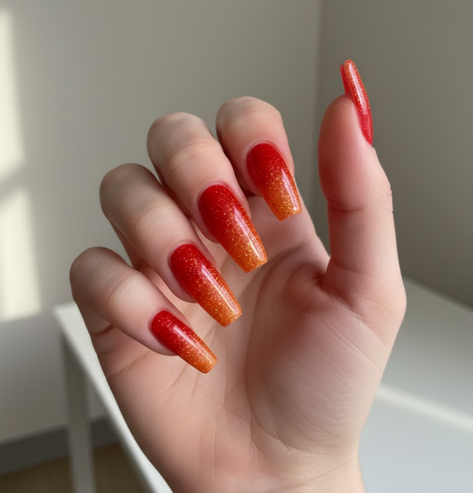 red and orange nails