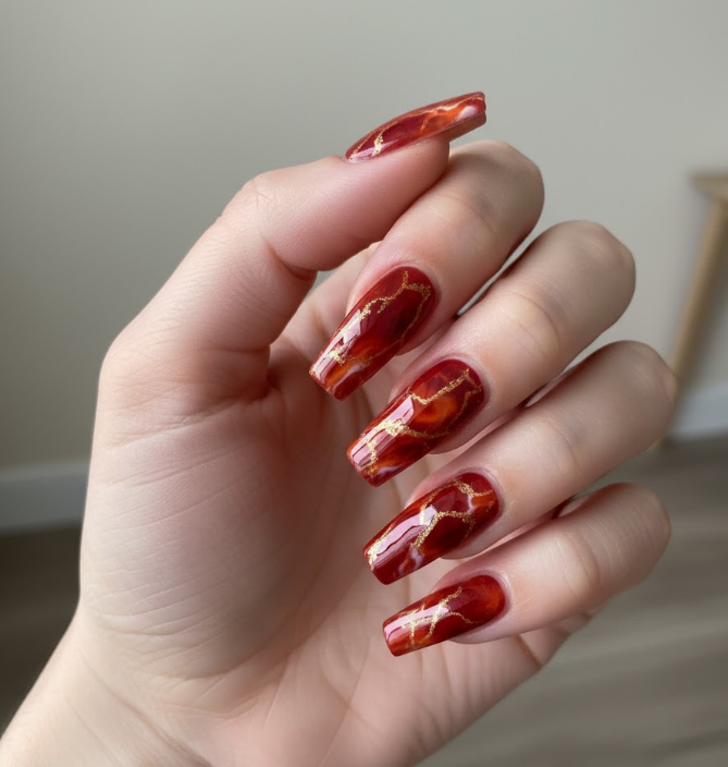 red and orange nails