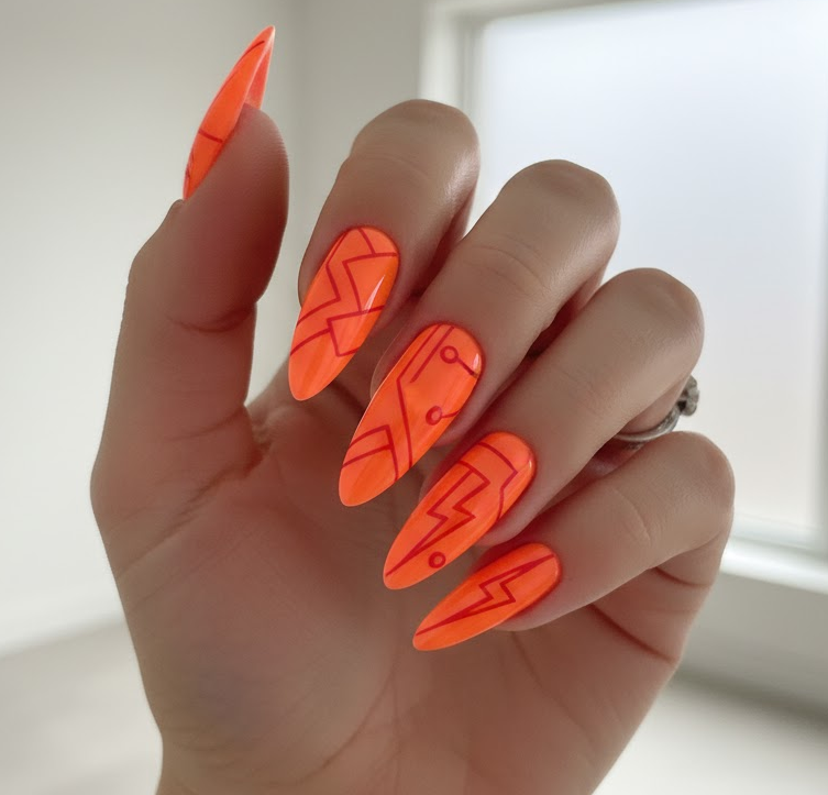red and orange nails