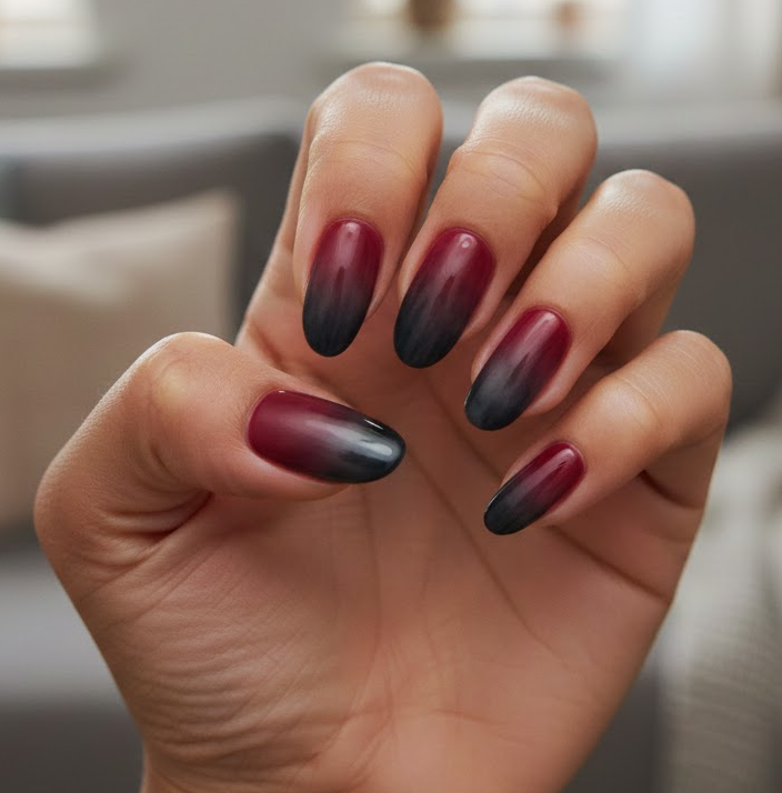 red and grey nails