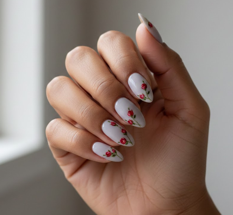 red and grey nails