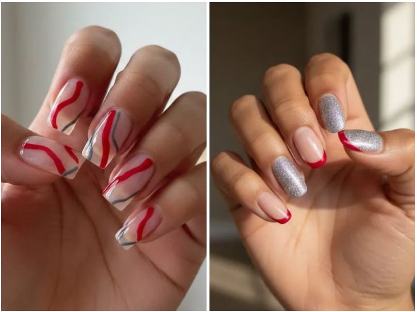 10 Hot Red And Grey Nail Trends You Need to Try Now