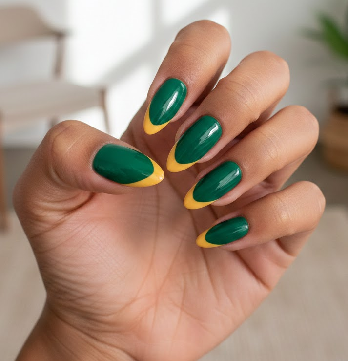 green and yellow nails
